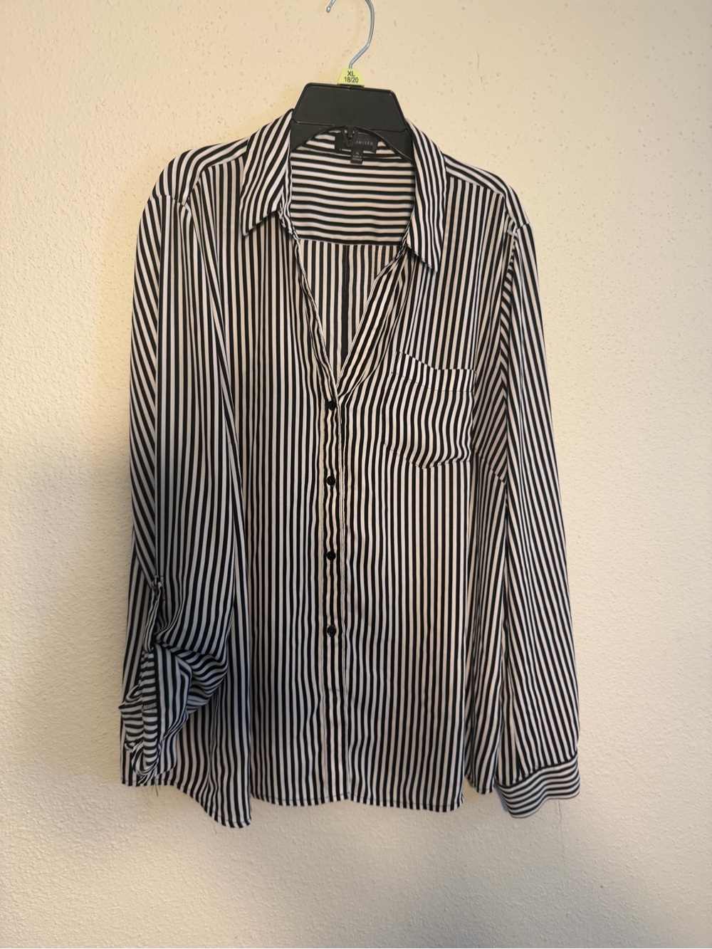 The Limited Black and White Striped Button Shirt